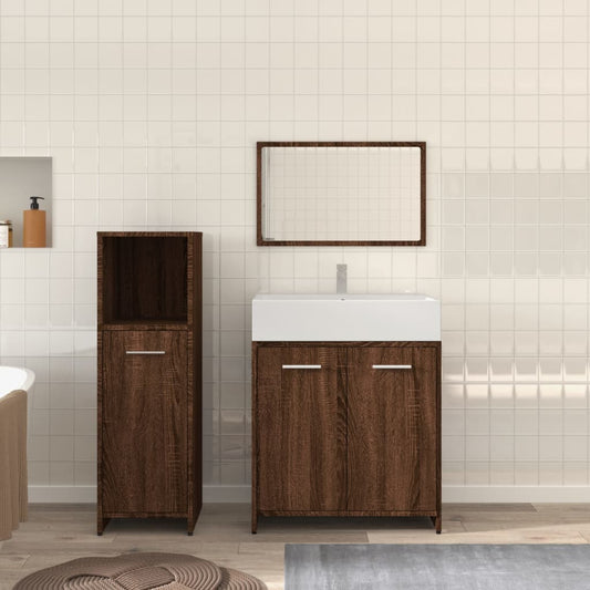 Berkfield 3 Piece Bathroom Furniture Set Brown Oak Engineered Wood