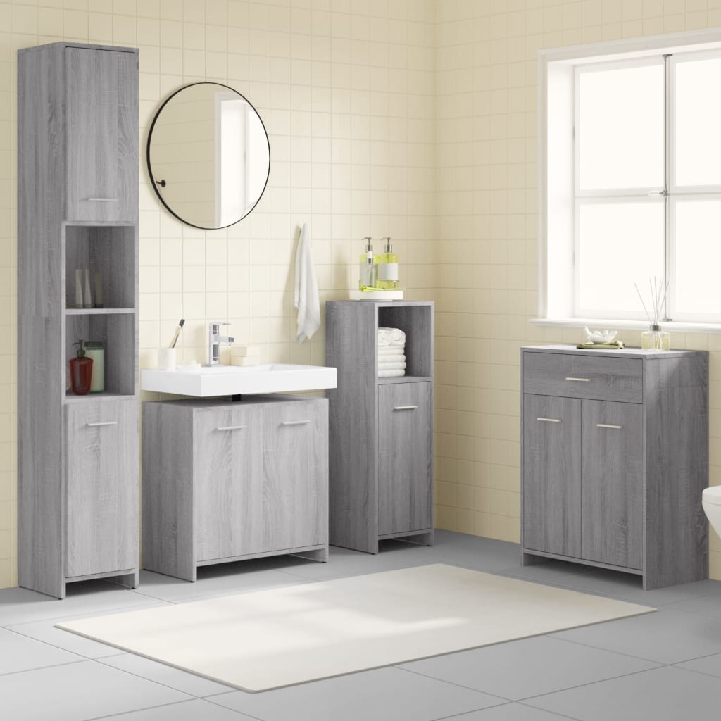 Berkfield 4 Piece Bathroom Furniture Set Grey Sonoma Engineered Wood