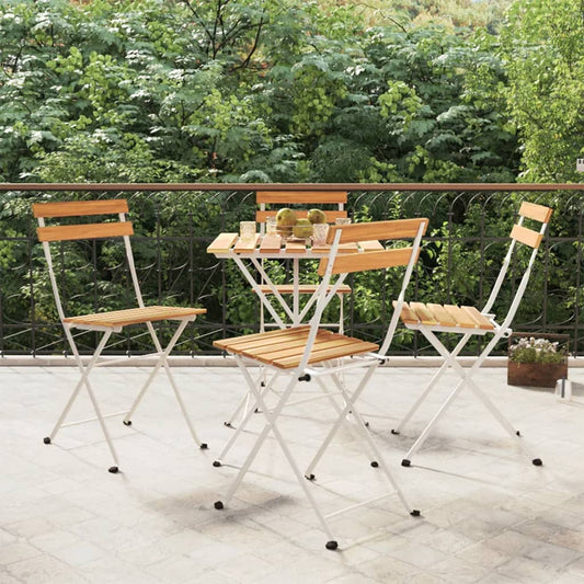 Berkfield Folding Bistro Chairs 4 pcs Solid Wood Acacia and Steel