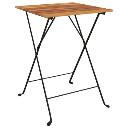 Berkfield Folding Bistro Table 55x54x71 cm Solid Wood Teak and Steel