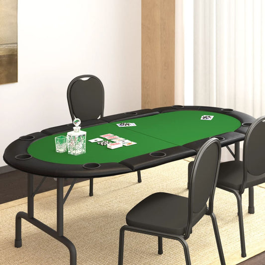 Berkfield 10-Player Folding Poker Tabletop Green 208x106x3 cm