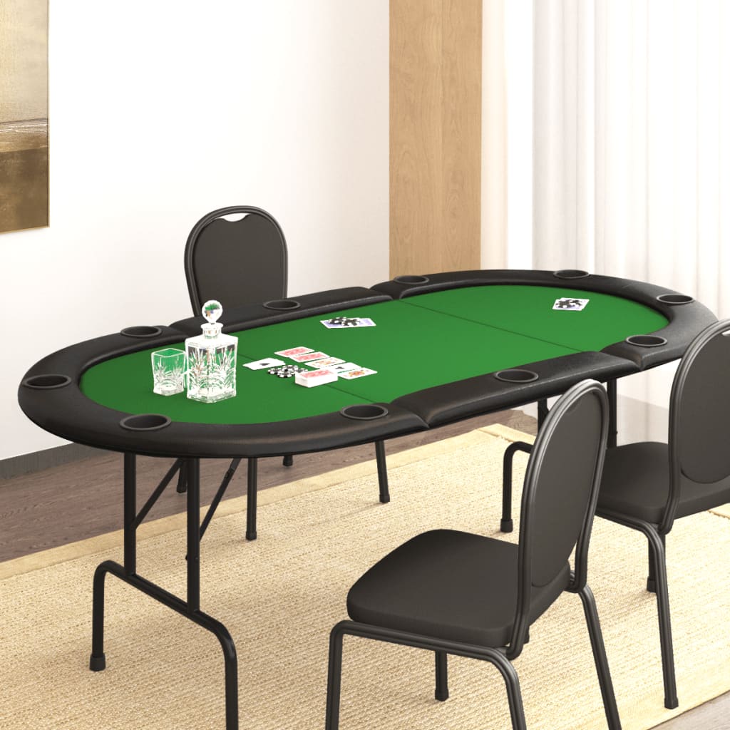 Berkfield 10-Player Folding Poker Table Green 206x106x75 cm