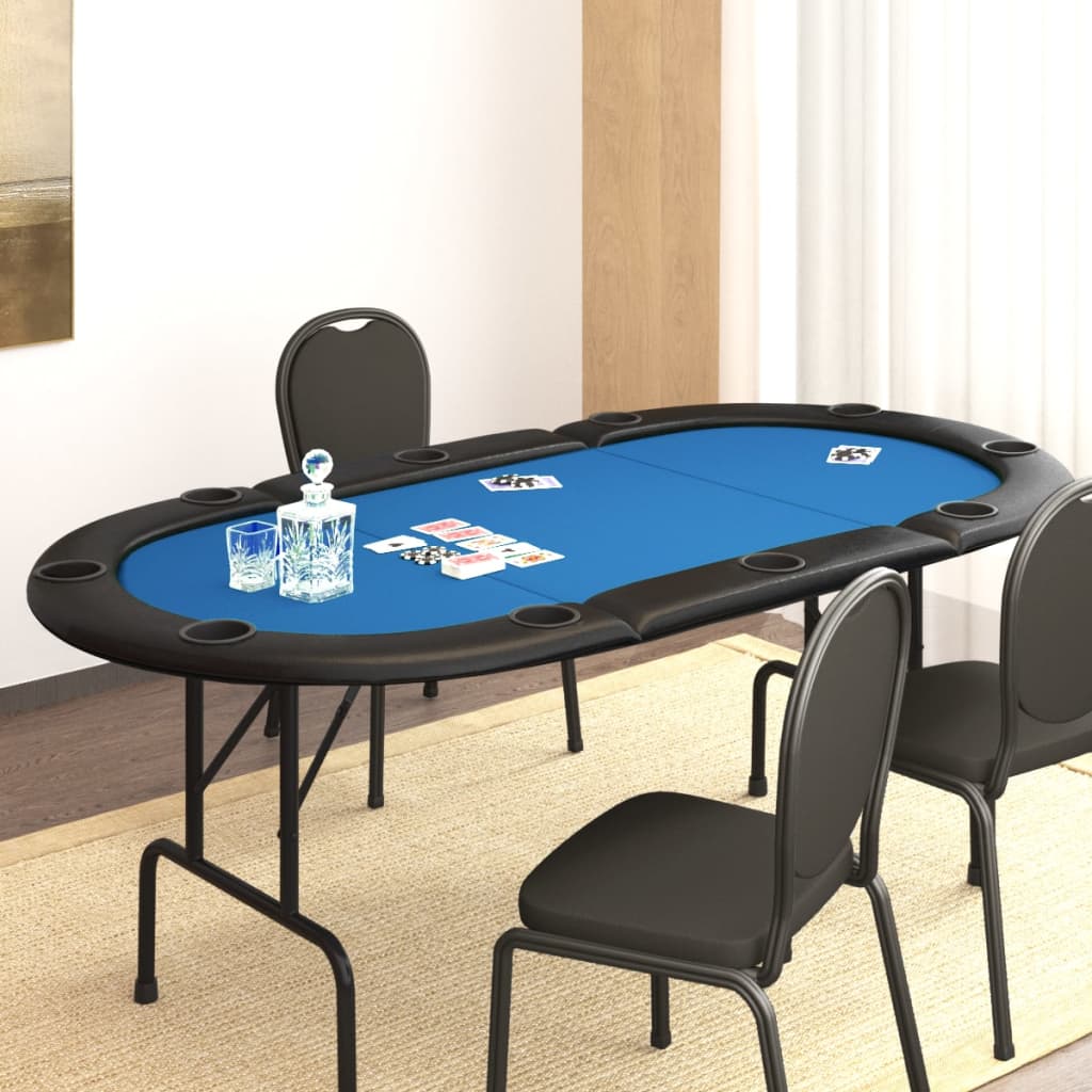 Berkfield 10-Player Folding Poker Table Blue 206x106x75 cm