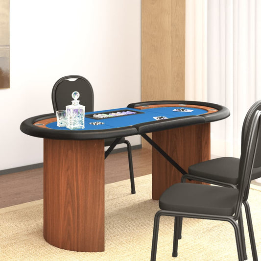 Berkfield 10-Player Poker Table with Chip Tray Blue 160x80x75 cm