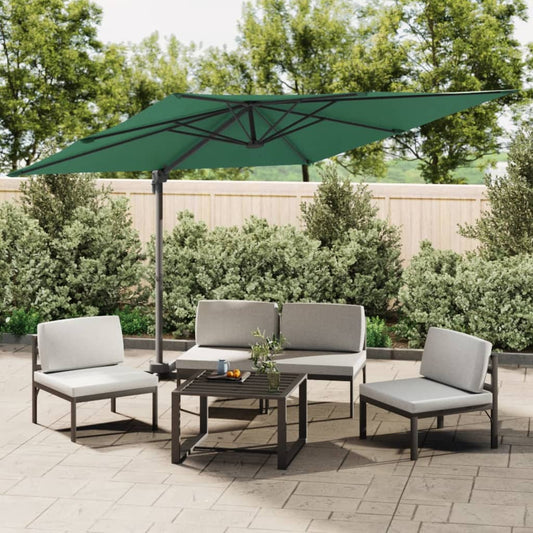 Berkfield LED Cantilever Umbrella Green 400x300 cm
