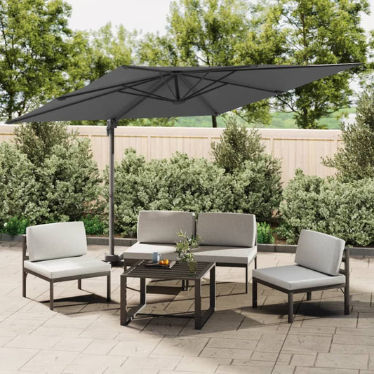 Berkfield LED Cantilever Umbrella Anthracite 400x300 cm