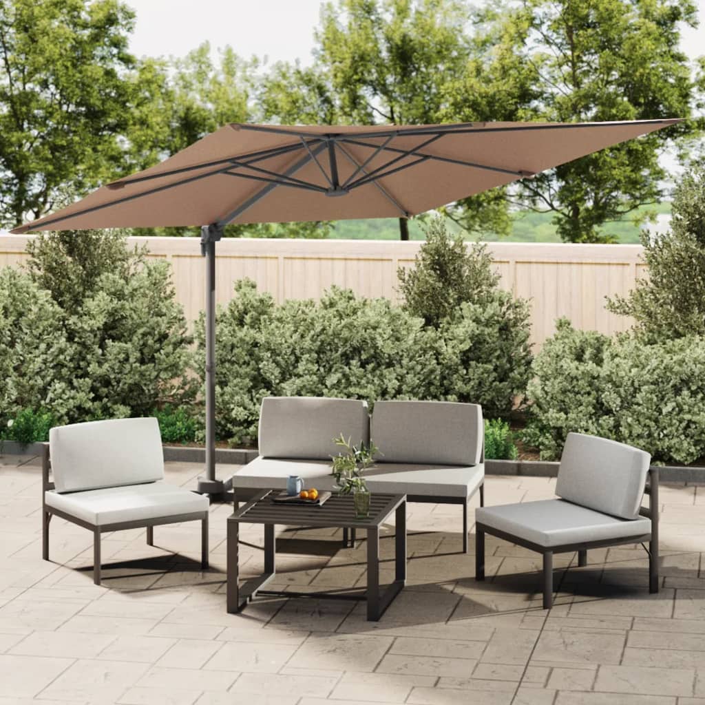Berkfield LED Cantilever Umbrella Taupe 400x300 cm
