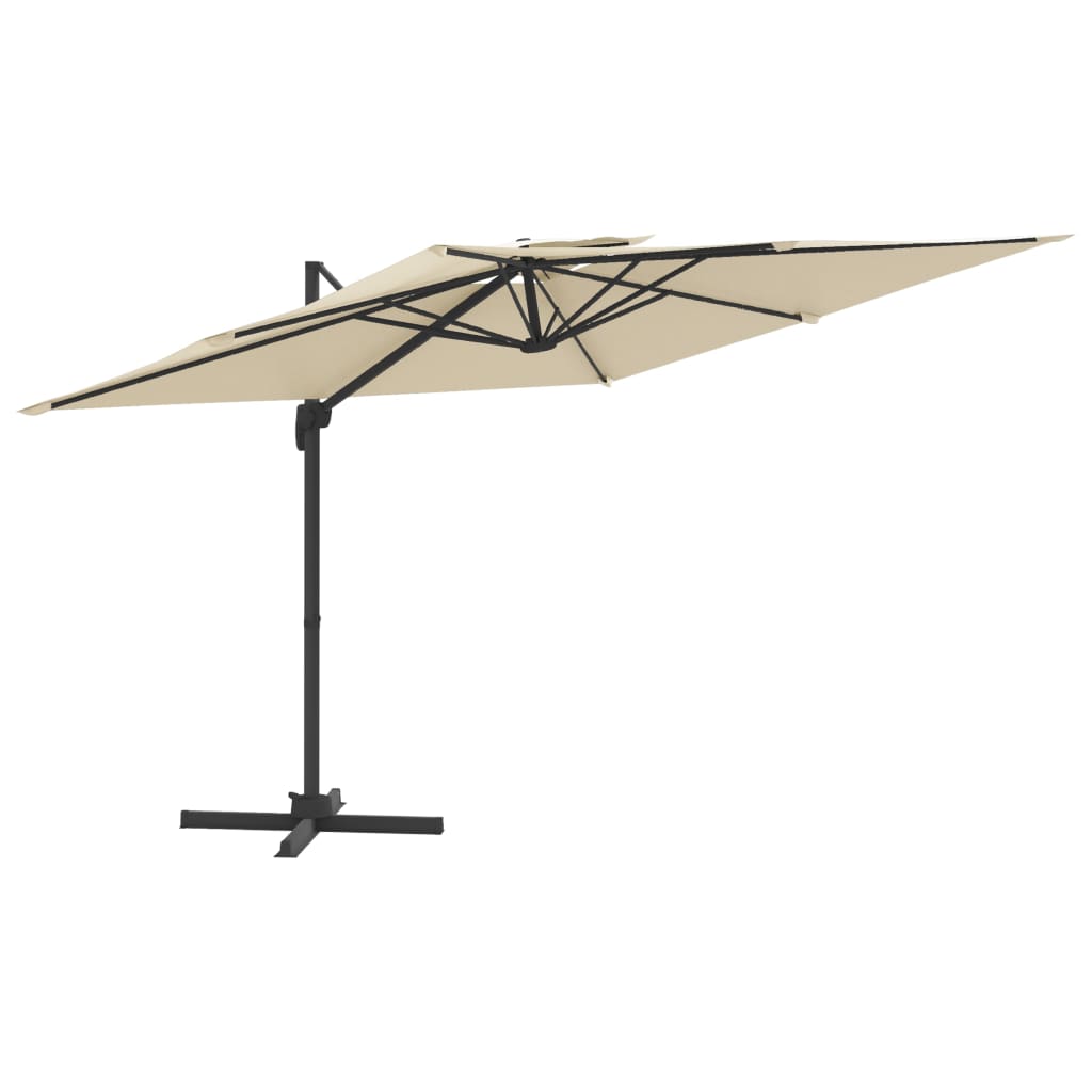 Berkfield Double Top Cantilever Umbrella Sand White 400x300 cm