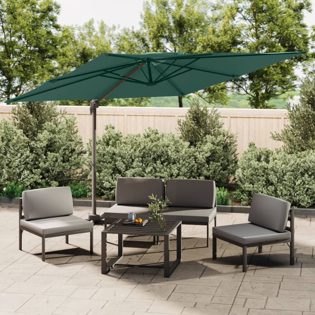 Berkfield Double Top Cantilever Umbrella Green 300x300 cm