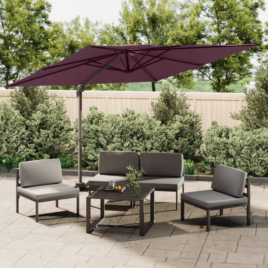 Berkfield Double Top Cantilever Umbrella Bordeaux Red 300x300 cm