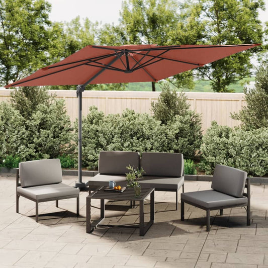 Berkfield Double Top Cantilever Umbrella Terracotta 400x300 cm