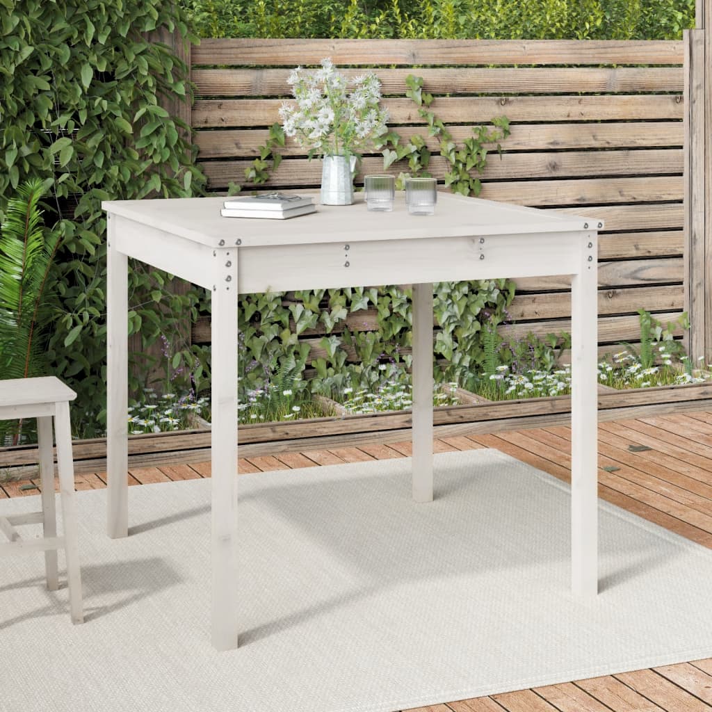 Berkfield Garden Table White 82.5x82.5x76 cm Solid Wood Pine