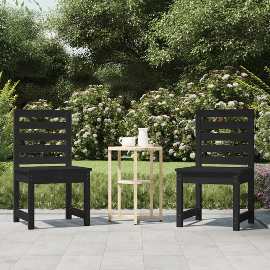 Berkfield Garden Chairs 2 pcs Black 40.5x48x91.5 cm Solid Wood Pine