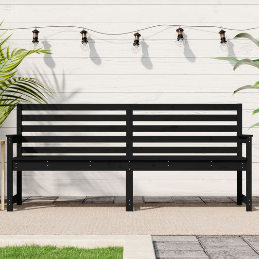 Berkfield Garden Bench Black 203.5x48x91.5 cm Solid Wood Pine