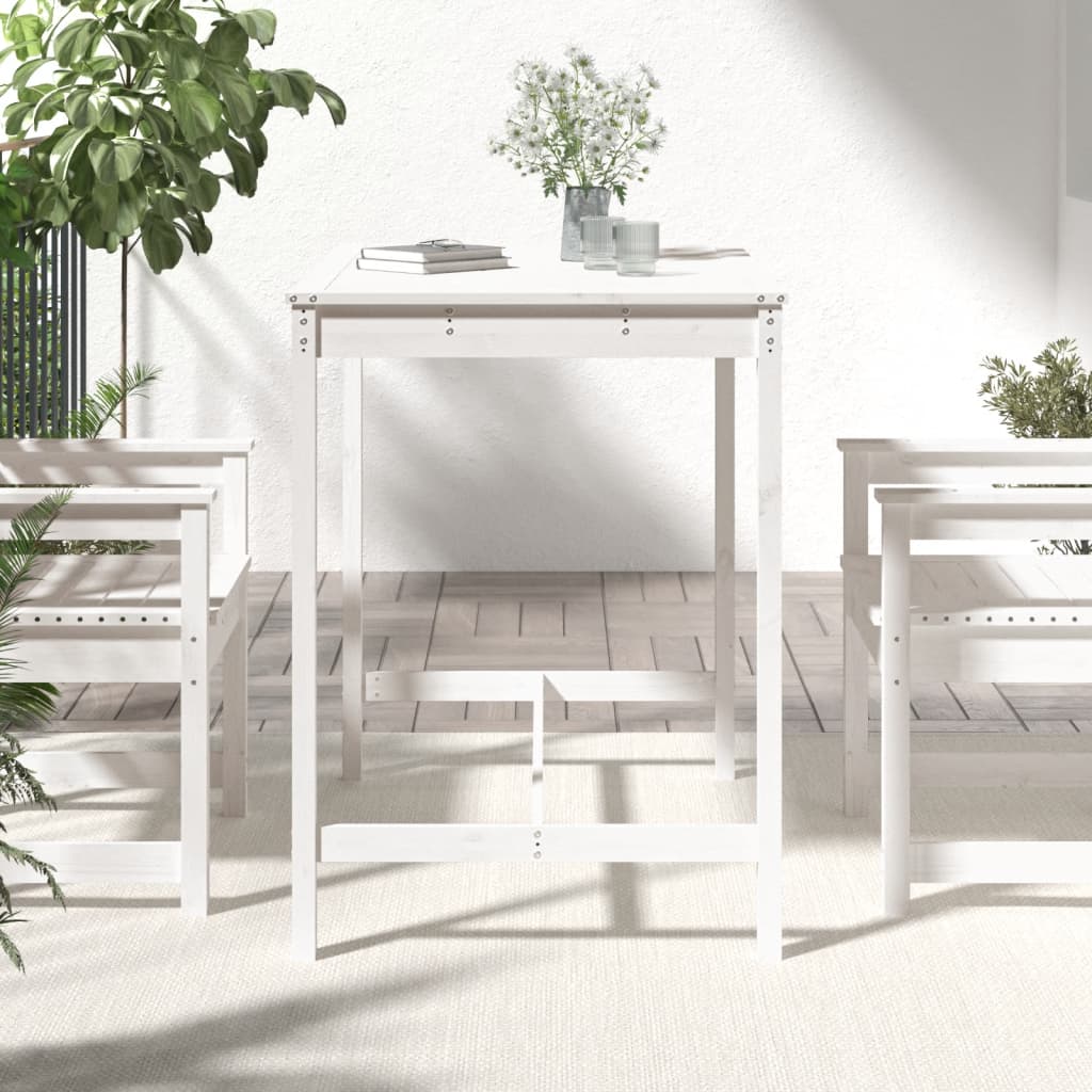 Berkfield Garden Table White 121x82.5x110 cm Solid Wood Pine