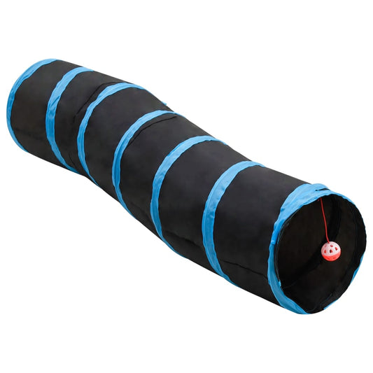 Berkfield S-shaped Cat Tunnel Black and Blue 122 cm Polyester
