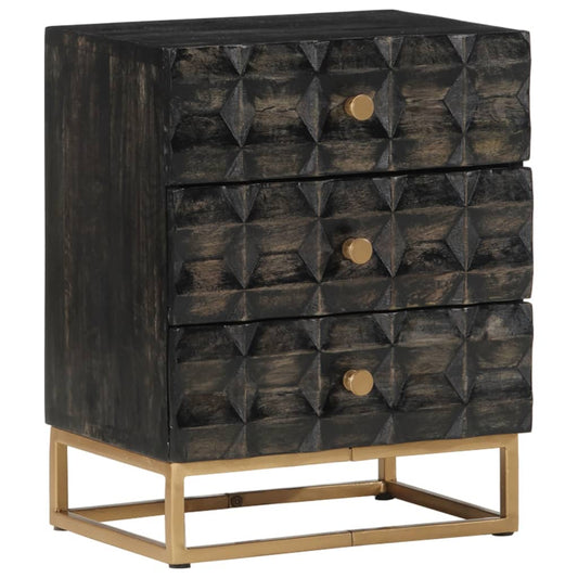 Berkfield Bedside Cabinet Black 40x29x50 cm Solid Wood Mango