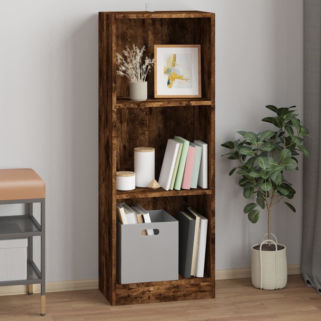 Berkfield 3-Tier Book Cabinet Smoked Oak 40x24x109 cm Engineered Wood