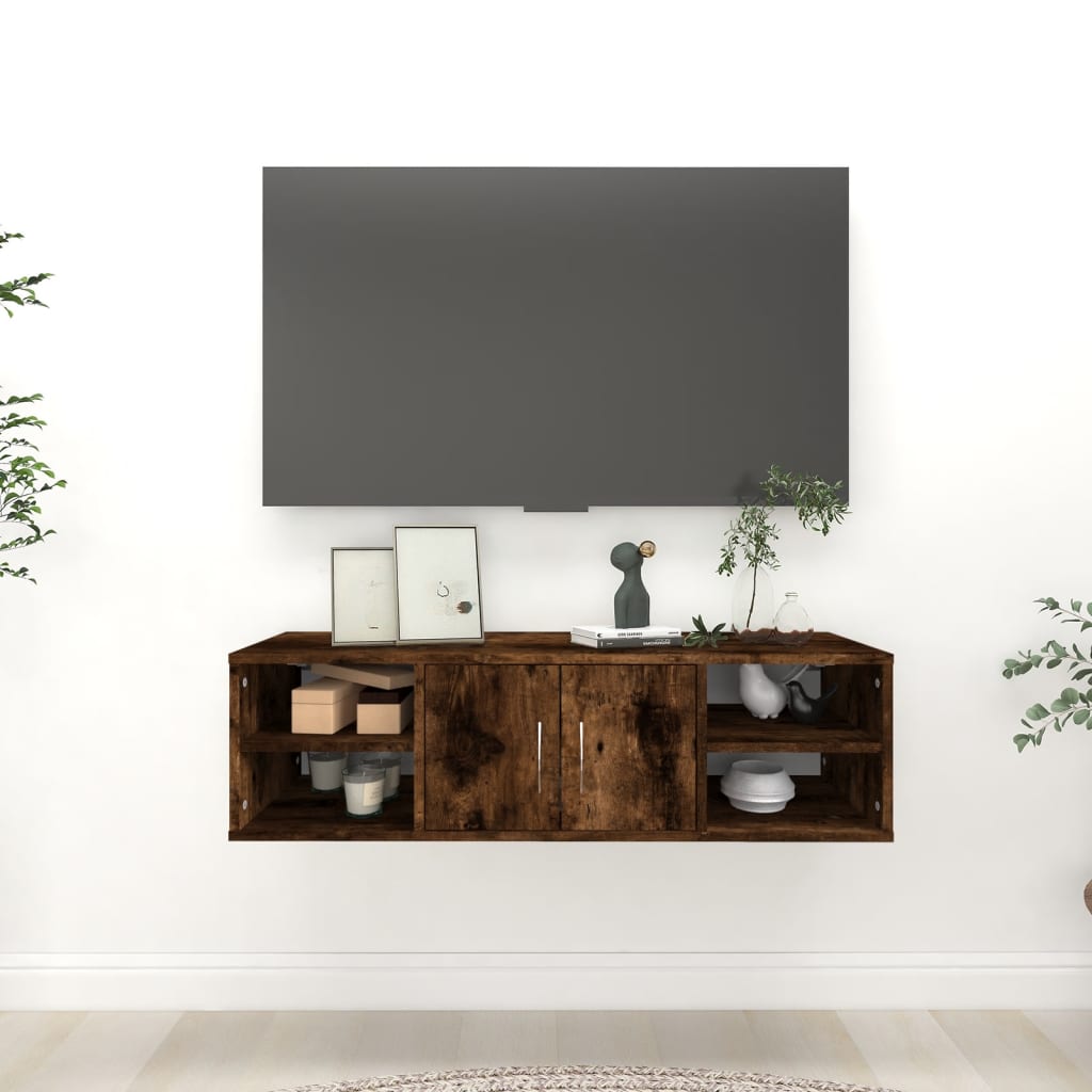 Berkfield Wall Shelf Smoked Oak 102x30x29 cm Engineered Wood