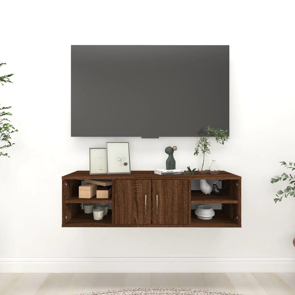 Berkfield Wall Shelf Brown Oak 102x30x29 cm Engineered Wood