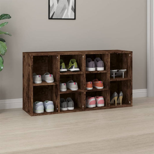 Berkfield Shoe Bench Smoked Oak 103x30x54.5 cm Engineered Wood