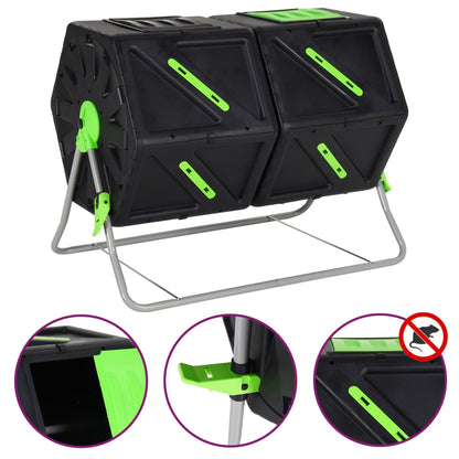 Berkfield Tumbling Composter Dual Chamber 88x60x74 cm 210 L Polypropylene