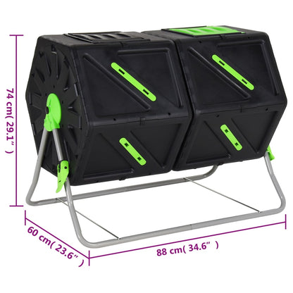 Berkfield Tumbling Composter Dual Chamber 88x60x74 cm 210 L Polypropylene
