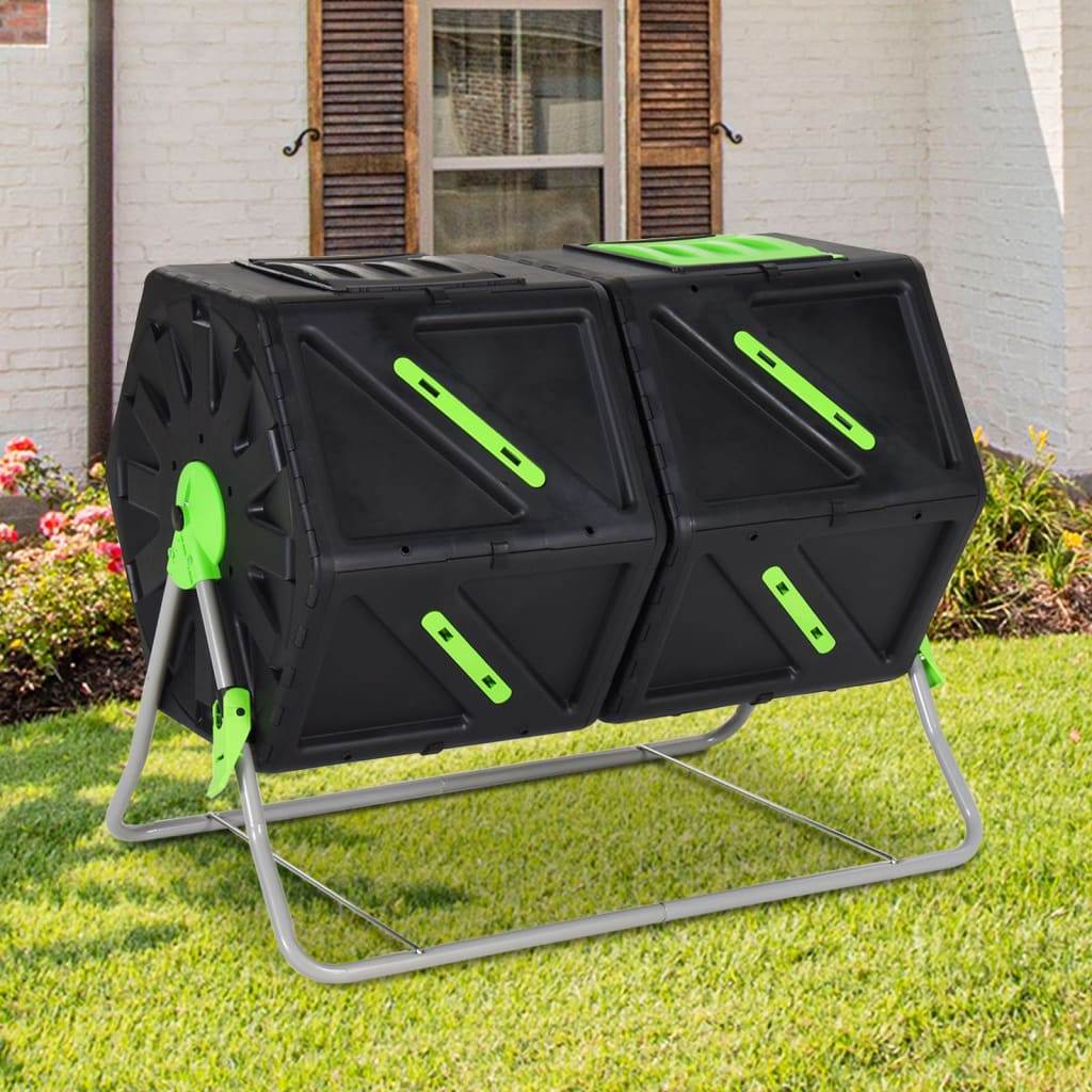 Berkfield Tumbling Composter Dual Chamber 88x60x74 cm 210 L Polypropylene