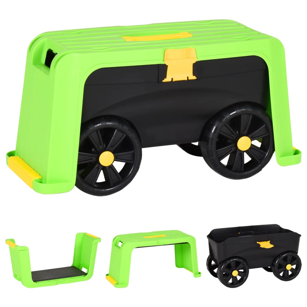 Berkfield 4-in-1 Garden Stool with Storage Bin 58.5x24x29.5 cm Polypropylene