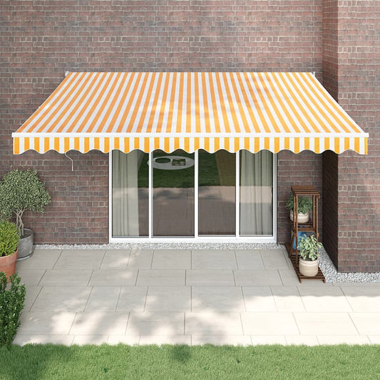 Berkfield Retractable Awning Yellow and White 4x3 m Fabric and Aluminium