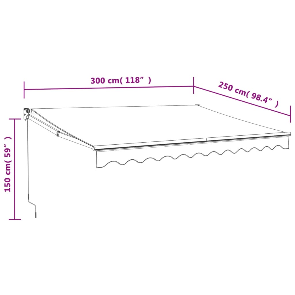 Berkfield Retractable Awning Anthracite 3x2.5 m Fabric and Aluminium