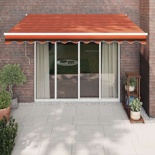 Berkfield Retractable Awning Orange and Brown 3.5x2.5 m Fabric and Aluminium