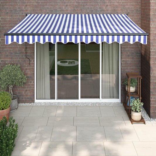 Berkfield Retractable Awning Blue and White 3x2.5 m Fabric and Aluminium