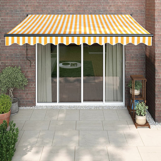 Berkfield Retractable Awning Yellow and White 3.5x2.5 m Fabric and Aluminium