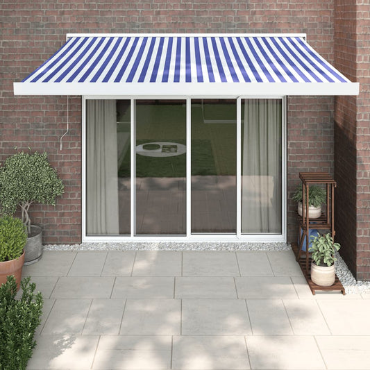 Berkfield Retractable Awning Blue and White 3x2.5 m Fabric and Aluminium