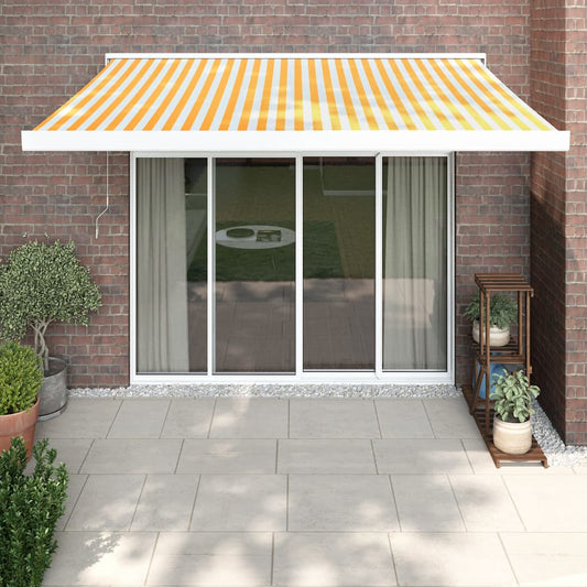 Berkfield Retractable Awning Yellow and White 3x2.5 m Fabric and Aluminium