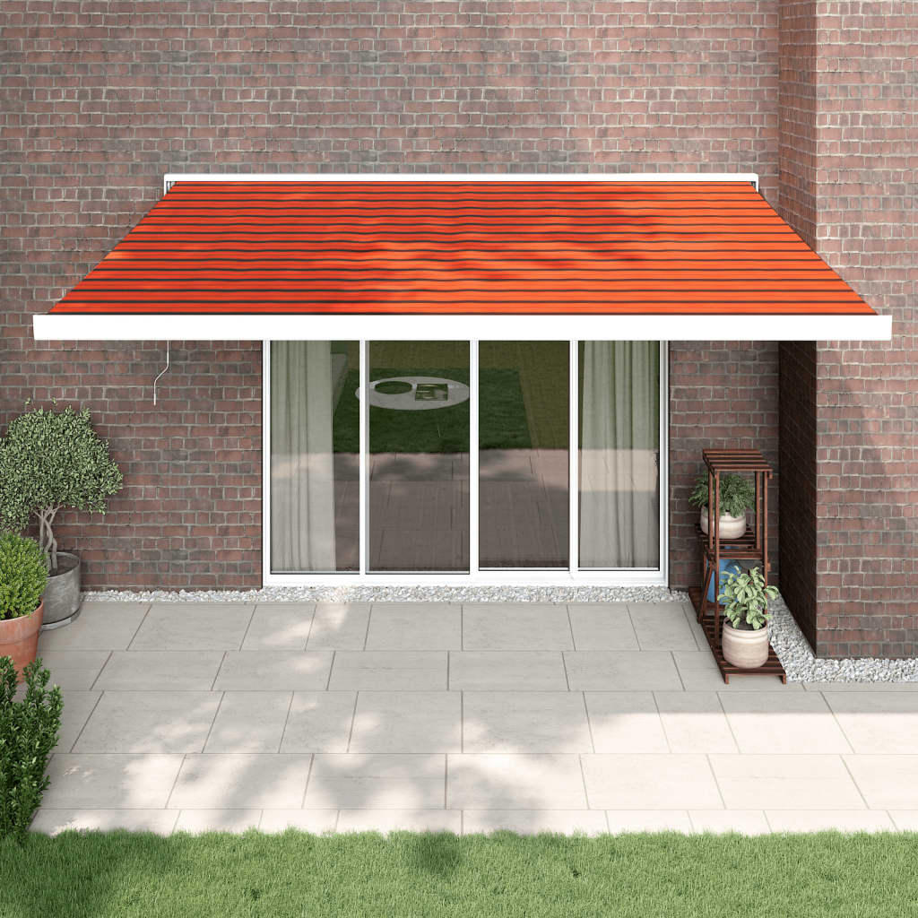 Berkfield Retractable Awning Orange and Brown 4x3 m Fabric and Aluminium