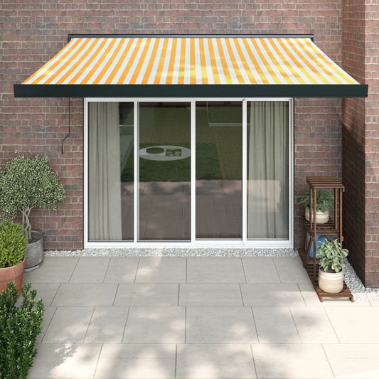 Berkfield Retractable Awning Yellow and White 3.5x2.5 m Fabric and Aluminium