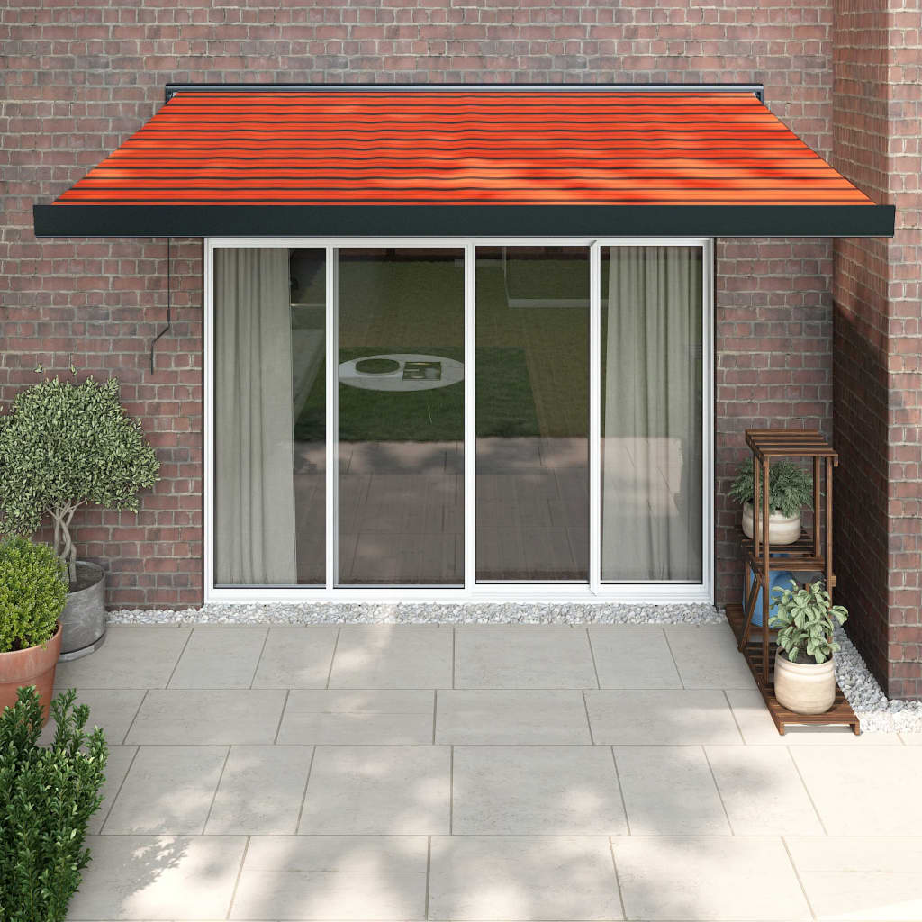Berkfield Retractable Awning Orange and Brown 3.5x2.5 m Fabric and Aluminium