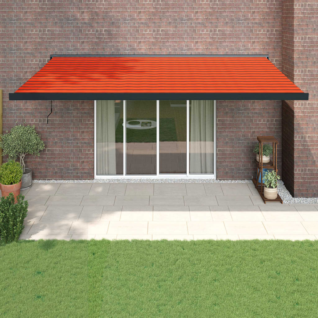 Berkfield Retractable Awning Orange and Brown 5x3 m Fabric and Aluminium