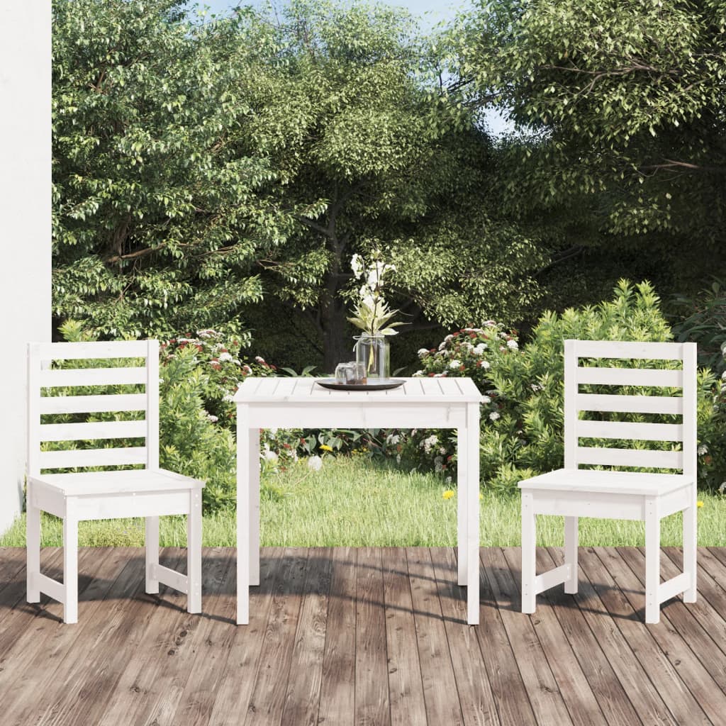 Berkfield 3 Piece Garden Bistro Set White Solid Wood Pine