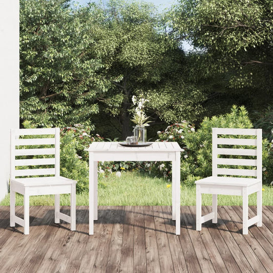 Berkfield 3 Piece Garden Bistro Set White Solid Wood Pine
