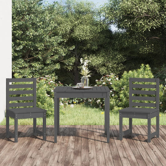 Berkfield 3 Piece Garden Bistro Set Grey Solid Wood Pine