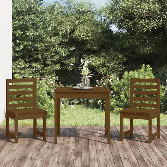 Berkfield 3 Piece Garden Bistro Set Honey Brown Solid Wood Pine