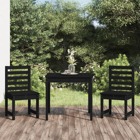 Berkfield 3 Piece Garden Bistro Set Black Solid Wood Pine