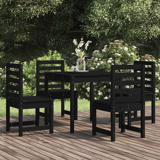 Berkfield 5 Piece Garden Dining Set Black Solid Wood Pine
