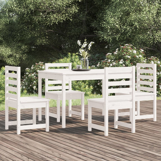 Berkfield 5 Piece Garden Dining Set White Solid Wood Pine