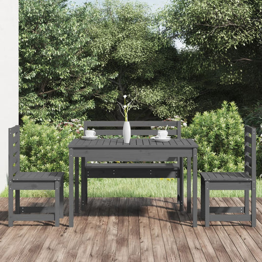Berkfield 4 Piece Garden Dining Set Grey Solid Wood Pine