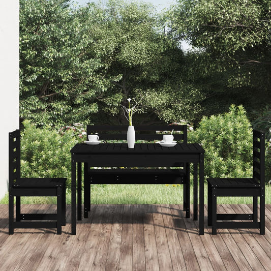Berkfield 4 Piece Garden Dining Set Black Solid Wood Pine