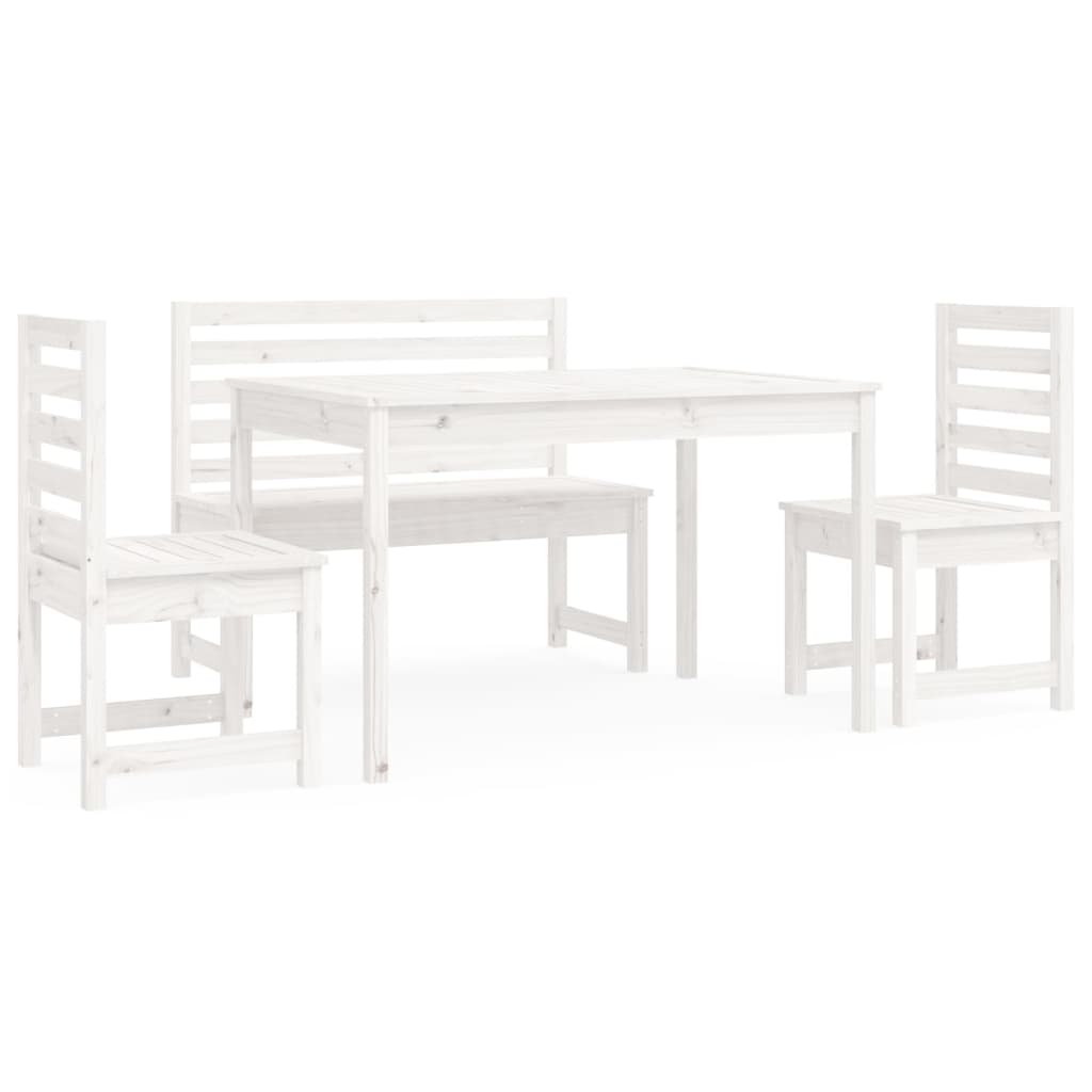 Berkfield 4 Piece Garden Dining Set White Solid Wood Pine
